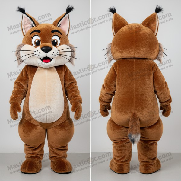 Russet brown expressive lynx mascot - Masticot.com