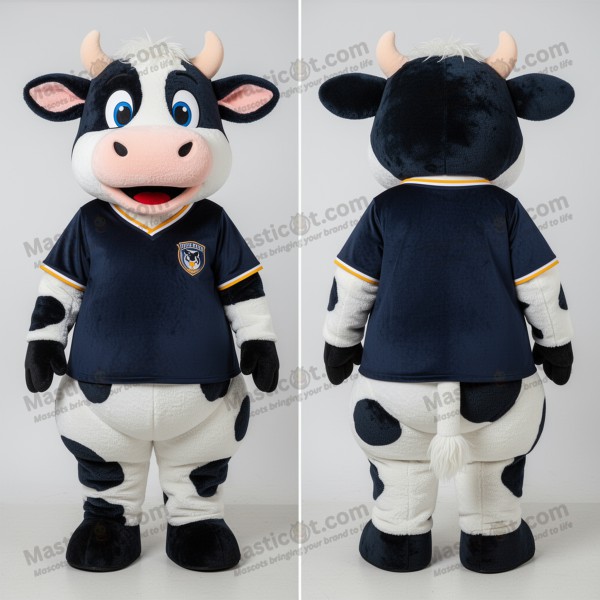 Mascota de vaca Jersey aterciopelada en azul marino -