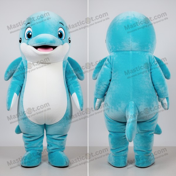 Blå rund belugahval-maskot - Masticot.com
