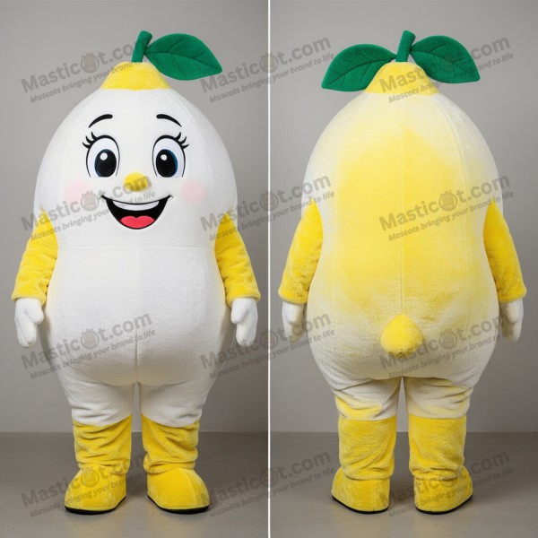 Bright yellow rounded lemon mascot - Masticot.com
