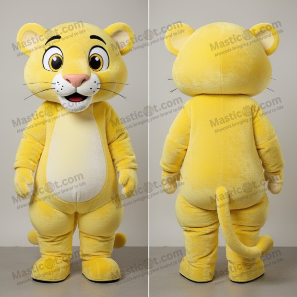 Lemon yellow expressive panther mascot - Masticot.com