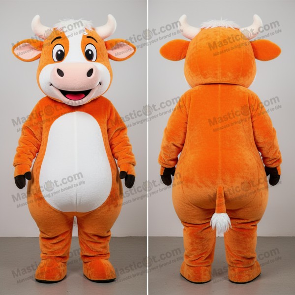 Rust orange velvety hereford cow mascot - Masticot.com