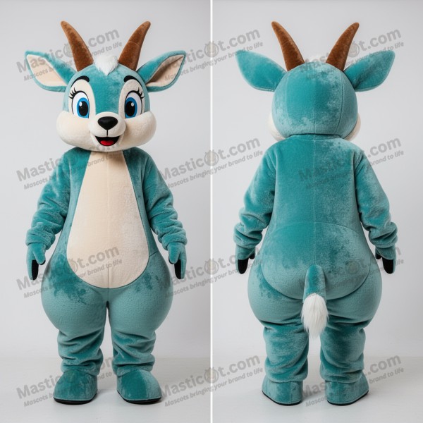 Teal shimmering wide eyed gazelle mascot - Masticot.com