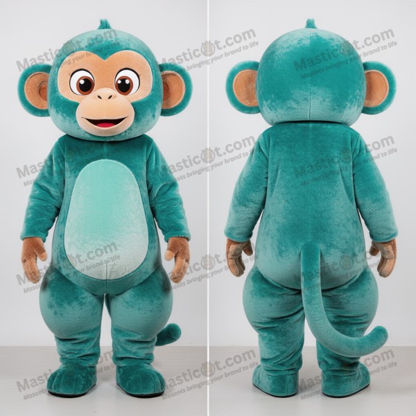 Teal velvety capuchin monkey mascot - Masticot.com