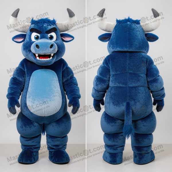 Velvety blue shimmering minotaur mascot - Masticot.com
