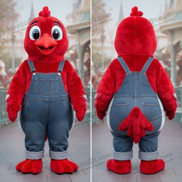 Crimson red fluffy pigeon mascot - Masticot.com