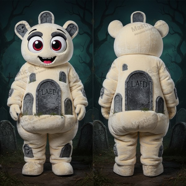 Cream colored rounded graveyard mascot - Masticot.com