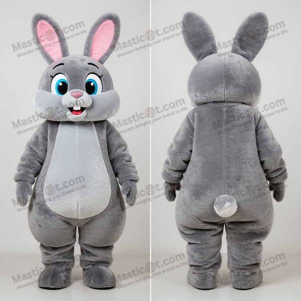 Gray velvety rabbit mascot - Masticot.com