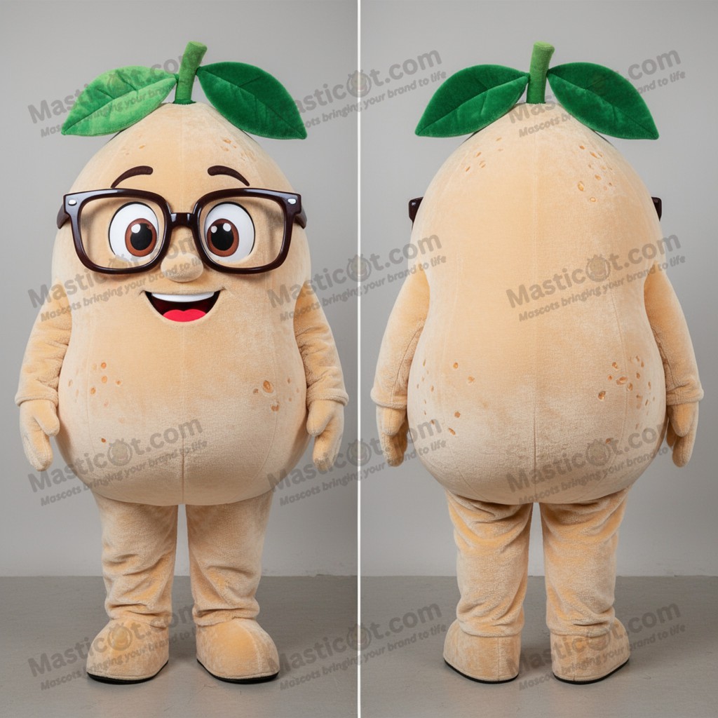 Velvet beige rounded grapefruit mascot - Masticot.com