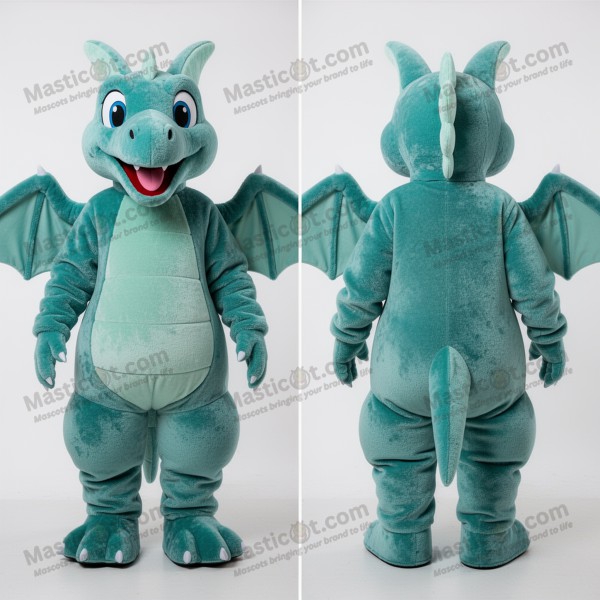 Teal rounded pterodactyl mascot - Pterodactyl - Masticot.com