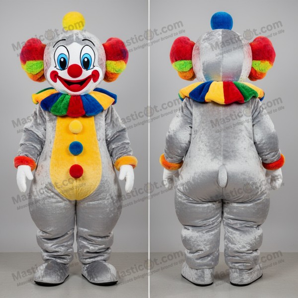 Silver velvety wide grin clown mascot - Masticot.com