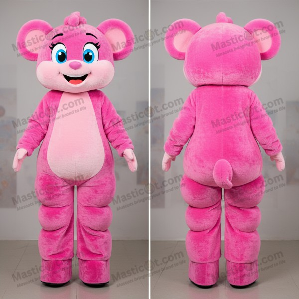 Velvety pink swirling scarves stilt walker mascot - Stilt