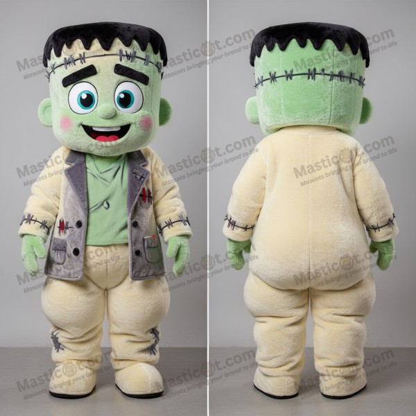 Cream velour broad shouldered frankensteins monster mascot
