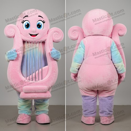 Velvety pink celtic harp mascot - Masticot.com