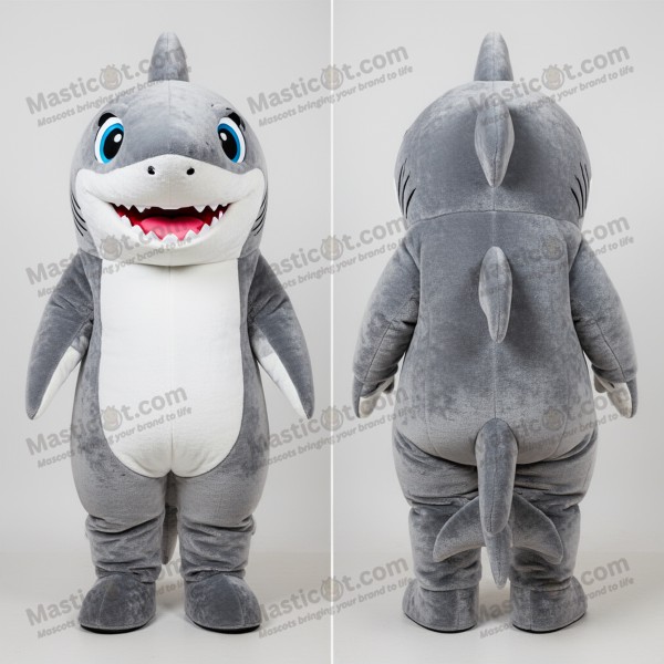 Gray streamlined shark mascot - Masticot.com