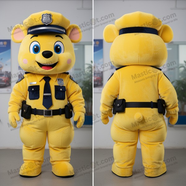 Veselý jasně žlutý maskot policisty - Masticot.com