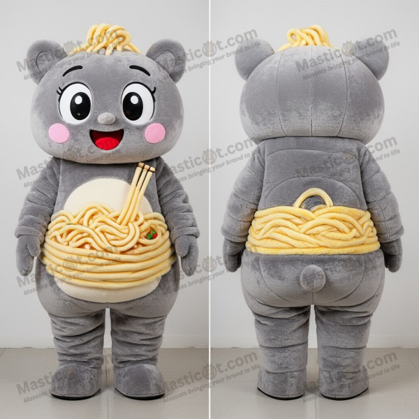 Zachte grijze noedelkom ramen mascotte - Masticot.com
