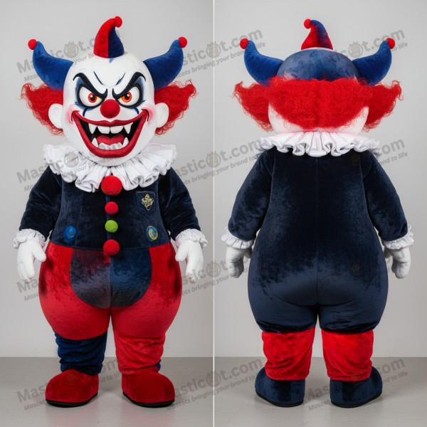 Navy velvety evil clown mascot - Masticot.com