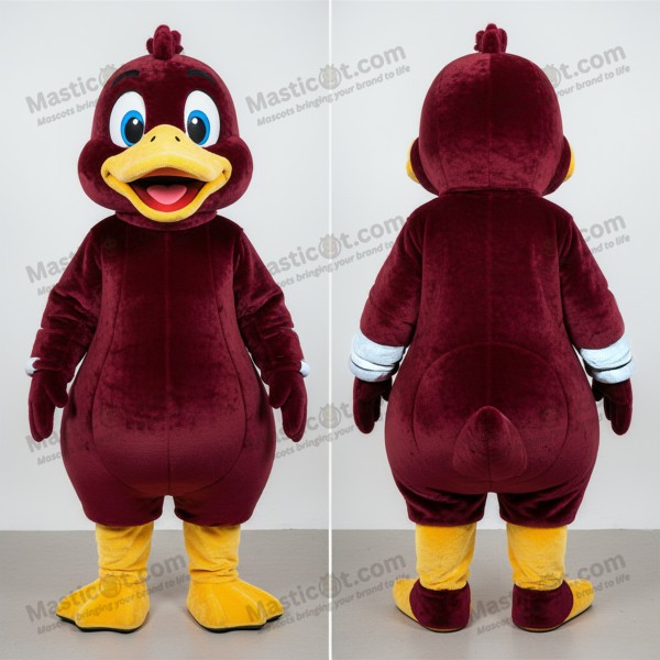 Maroon plush muscovy duck mascot - Masticot.com