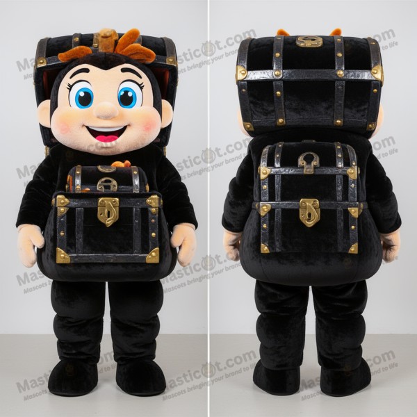 Black gleaming treasure chest mascot - Masticot.com