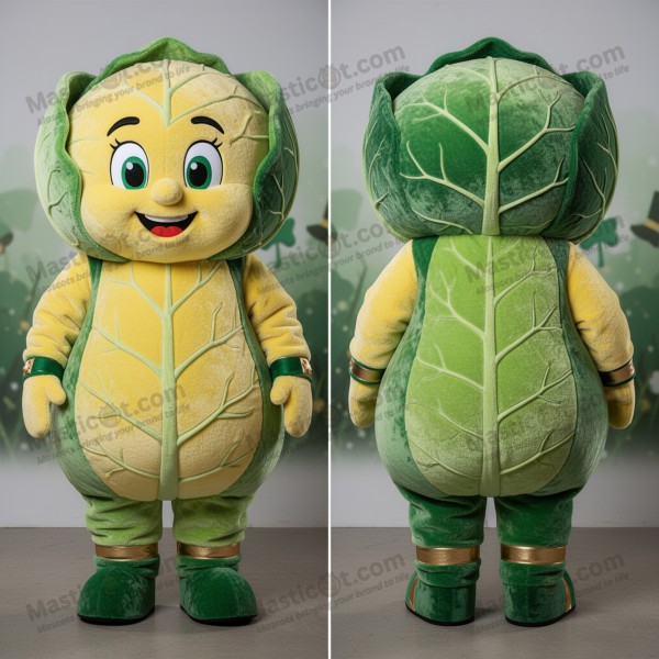 Sametově žlutý kostým mascotu zelného listu - Masticot.com