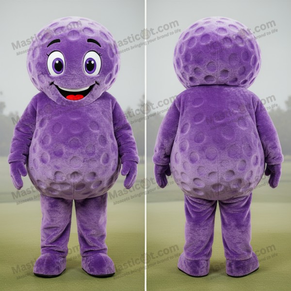 Vibrant purple spherical golf ball mascot - Masticot.com