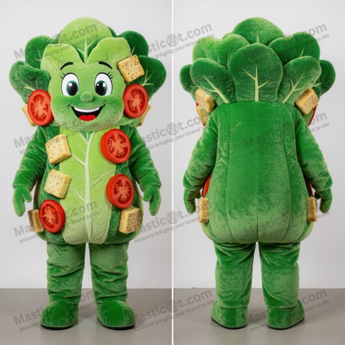 Vibrant green leafy caesar salad mascot - Caesar Salad - MASTICOT_8892 - Masticot.com
