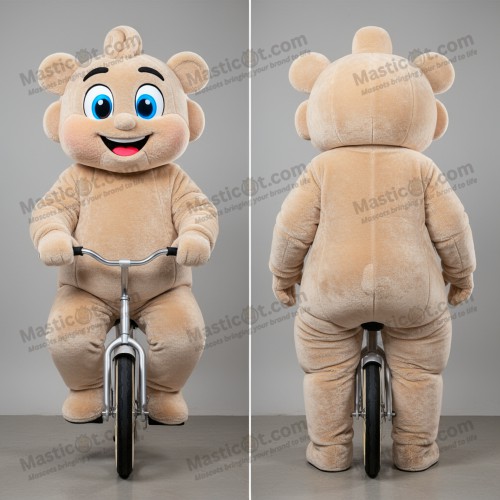 Beige smilende unicykelrytter maskotkostume - Enhjulscyklist - MASTICOT_8893 - Masticot.com