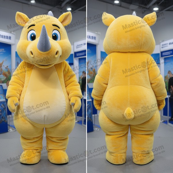 Yellow rounded woolly rhinoceros mascot - Masticot.com