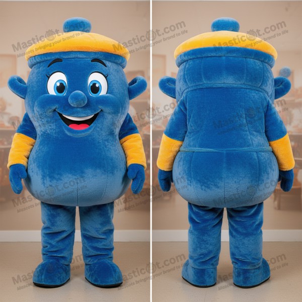 Fluwelen blauwe vrolijke jambalaya mascotte - Masticot.com