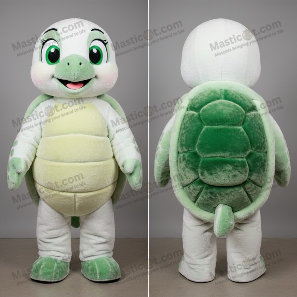 Velvety White Cartoon Sea Turtle Mascot - Masticot.com
