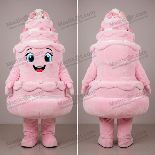 Rosa fluffy lagdelte bryllupskake-maskot - Bryllupskake - MASTICOT_8904 - Masticot.com