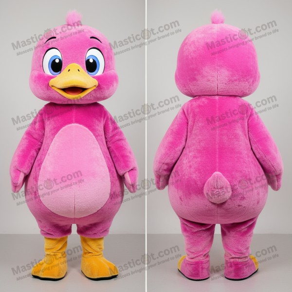 Magenta fløyelsmyk gosling-maskot - Masticot.com