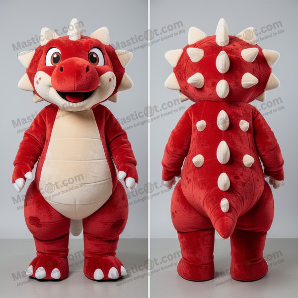 Crimson red armored ankylosaurus mascot - Masticot.com