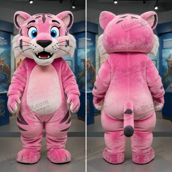 Velvet pink broad shouldered smilodon mascot - Masticot.com