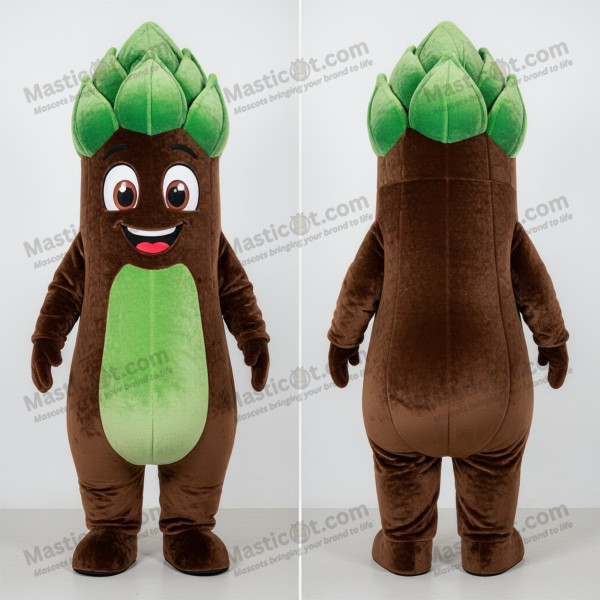 Earthy brown leafy asparagus mascot - Masticot.com