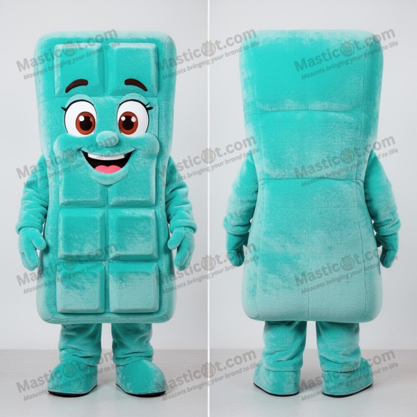Turquoise rounded chocolate bar mascot - Masticot.com