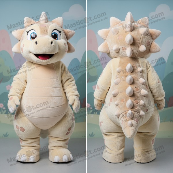 Cream soft scaled ankylosaurus mascot - Masticot.com