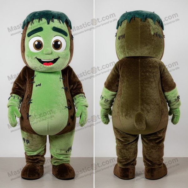 Olive Green Cartoon Frankensteins Monster Mascot -