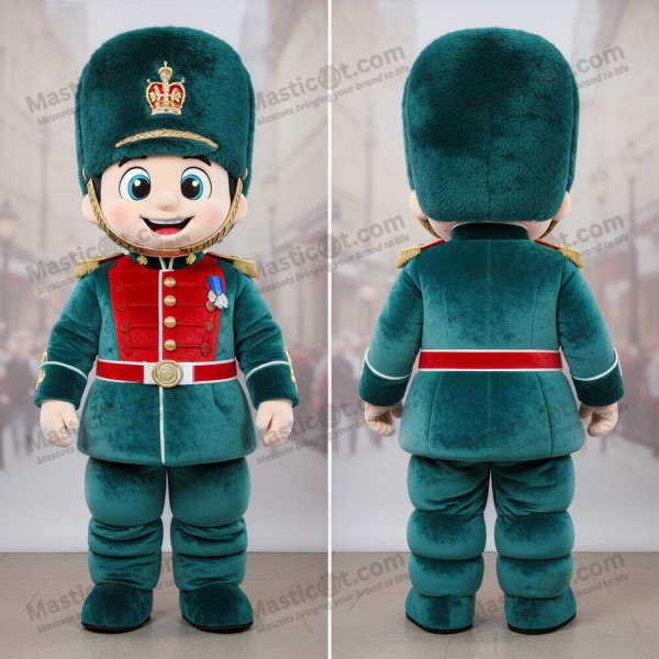 Teal Cartoon British Royal Guard Mascot - Masticot.com