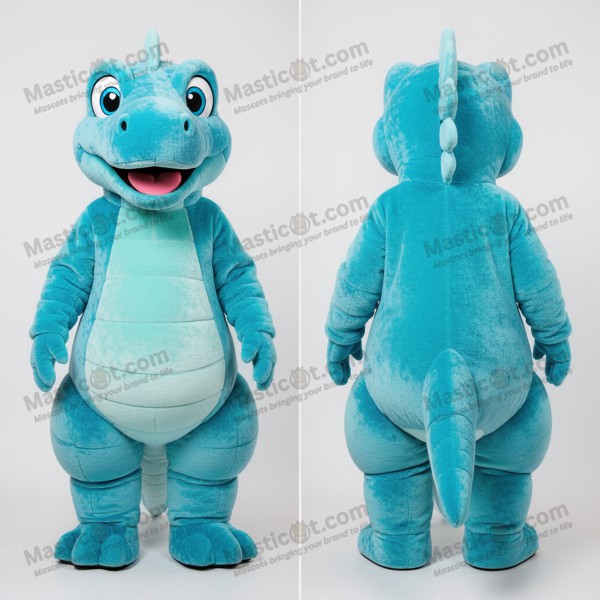 Cyan Cartoon Iguanodon Mascot - Masticot.com