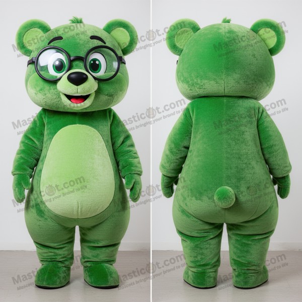 Jungle Green Cartoon Spectacled Bear Mascot - Masticot.com