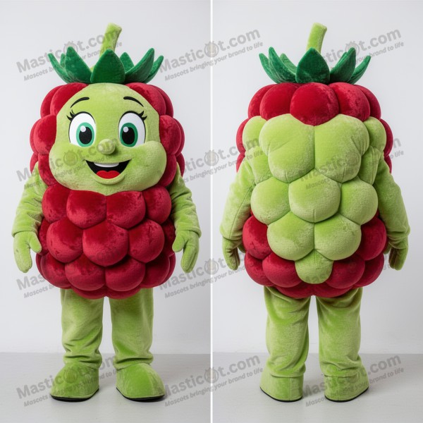 Lime green velvety raspberry mascot - Masticot.com