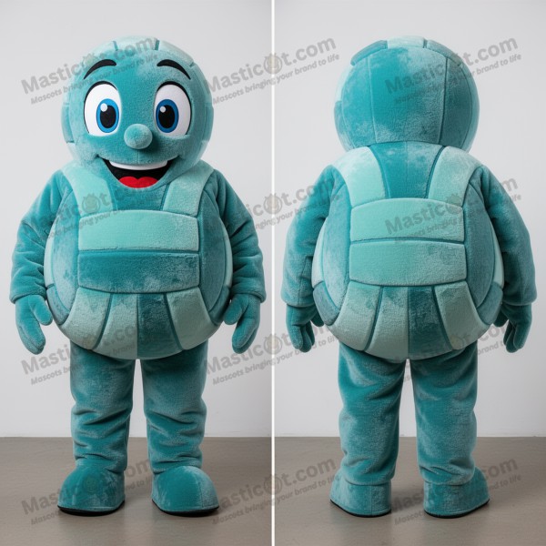 Teal-velvet volleyballmascotdrakt - Masticot.com