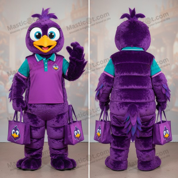 Velvet Purple Cartoon Flamingo Mascot - Masticot.com