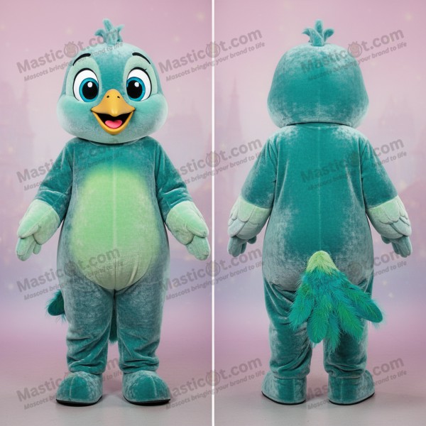 Teal Velvety Cartoon Dove Mascot - Masticot.com