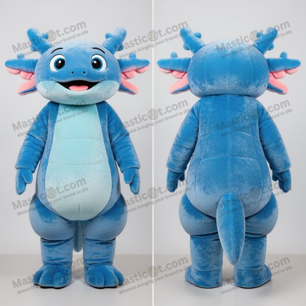 Sky Blue Cartoon Axolotls Mascot - Masticot.com