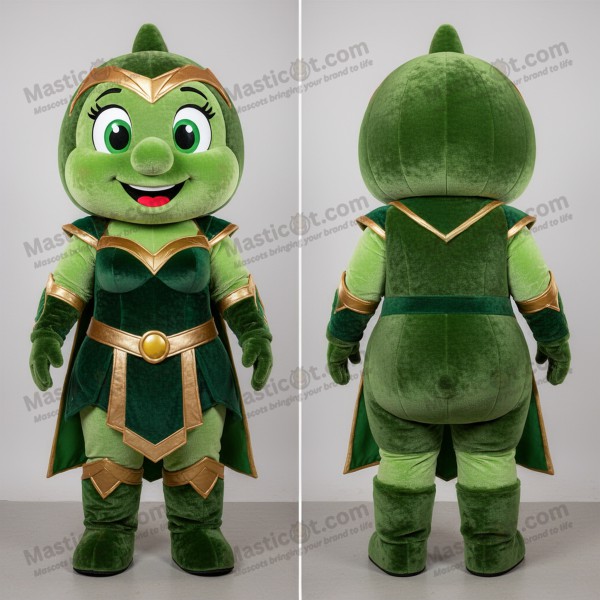 Olive Green Velvety Queen Mascot - Masticot.com