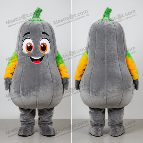 Měkká šedá kulatá maskot dýně - Masticot.com