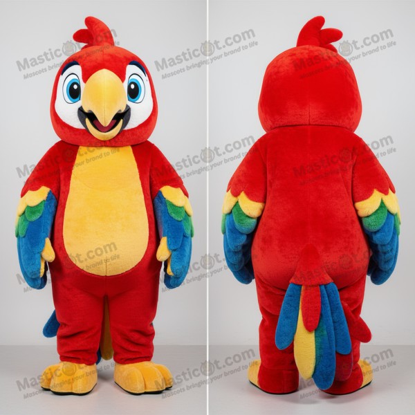 Crimson vibrant macaw mascot - Masticot.com